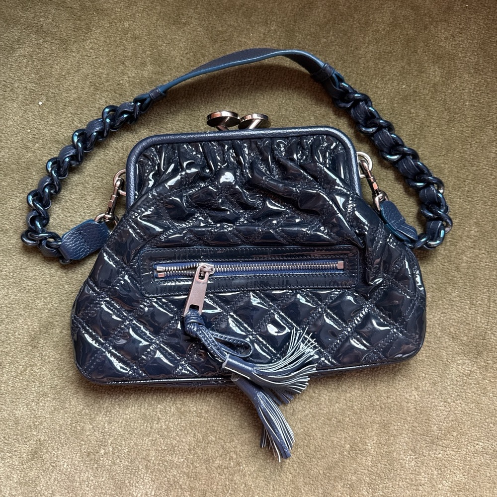 Marc Jacobs Shiny Navy Quilted Shoulder Bag